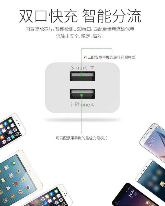 2.1A 充電器 快充頭 雙USB 雙輸出 豆腐頭 旅充 充電頭 HANG C14