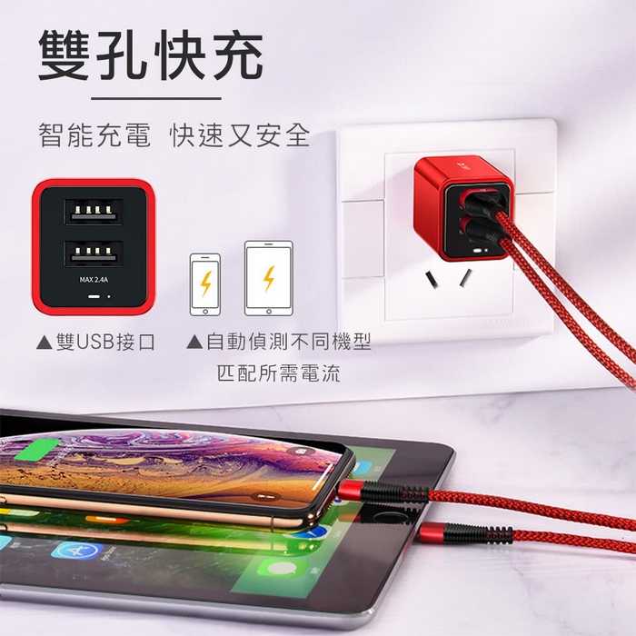 DIVI 光感 2.4A雙孔 快充頭 充電器 充電頭 usb雙孔 折疊迷你快充 iPhone 安卓 蘋果 手機 平板