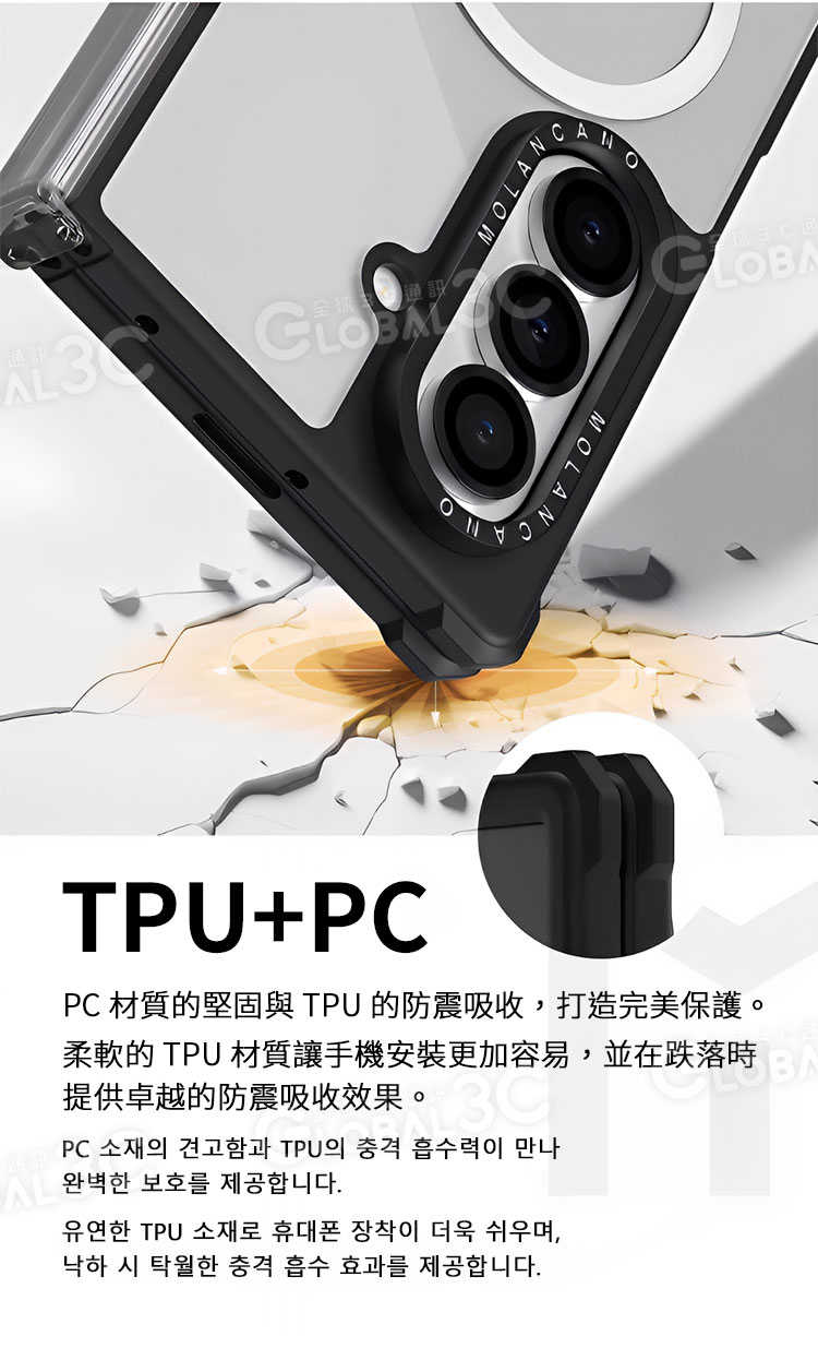 韓國 Molan Cano 三星Galaxy Z Fold7 磁吸手機殼 MagSafe磁吸 四角防摔 轉軸保護