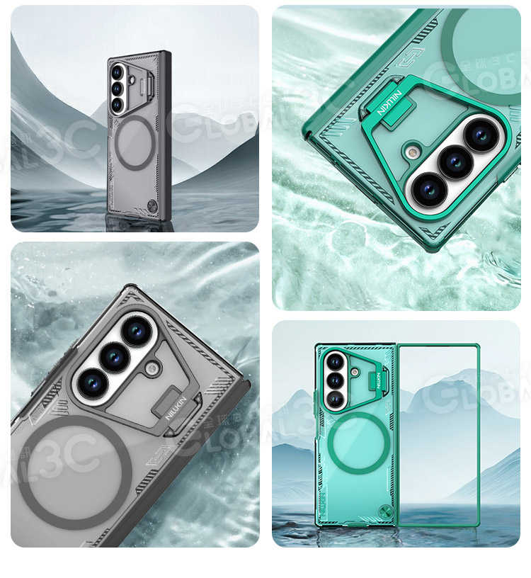NILLKIN 三星 Z Fold7 磁吸手機殼 中軸保護 航空鋁合金 環保生物基 手機支架 Magsafe 冰空