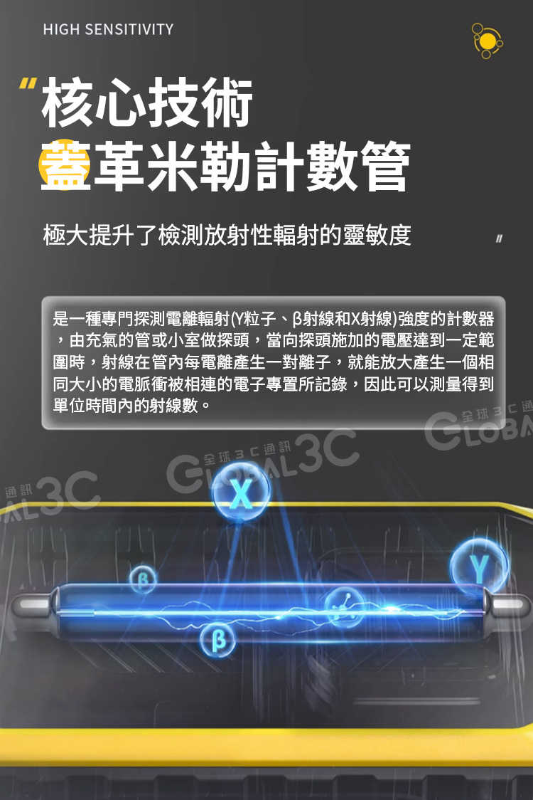 FNIRSI 核輻射檢測器 大理石/βYX射線/食品/醫療/工業 GM蓋革計數器專業測輻射 設定警報值