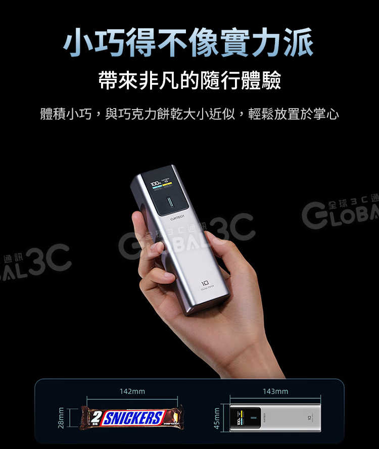 CUKTECH 10000mAh 10號行動電源 150W PD3.0/QC3快充 2口同時輸出 100W筆電充電