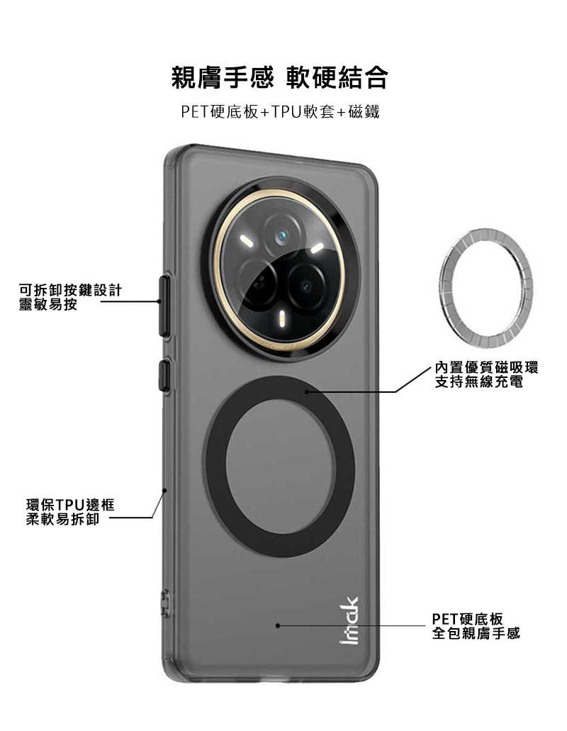 Imak 艾美克 realme 14 Pro 5G 巧克力保護套(磁吸款) 保護殼 輕薄 透明套 TPU軟套 不易發黃