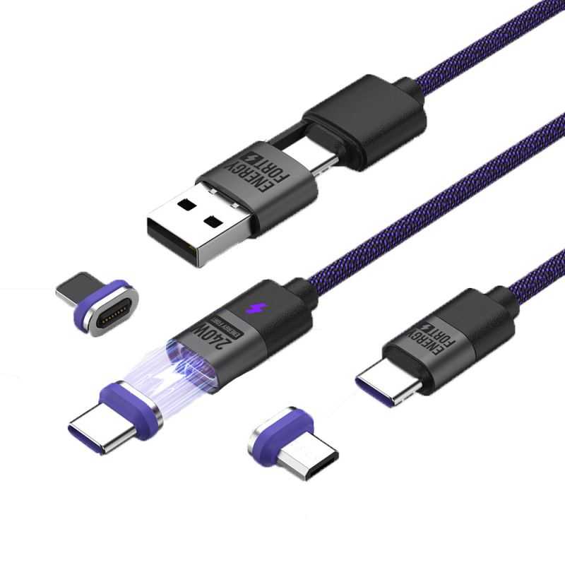 磁吸線 ENERGY FORT USB/Type-C 二合一磁吸線(240W)(0.5M) 充電線 傳輸線 自動吸附 適