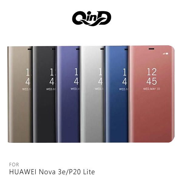 【愛瘋潮】QinD HUAWEI Nova 3e / P20 Lite 透視皮套 鏡面電鍍殼