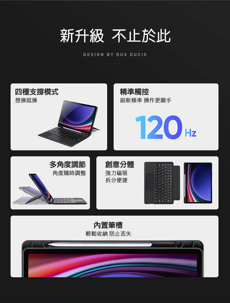 DUX DUCIS SAMSUNG 三星 Galaxy Tab S9 DK 鍵盤保護套(背光版) 平板保護套 實體鍵盤套