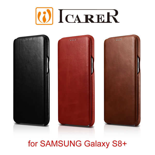 【愛瘋潮】ICARER 復古曲風 SAMSUNG Galaxy S8+ 磁吸側掀 手工真皮皮套 手機