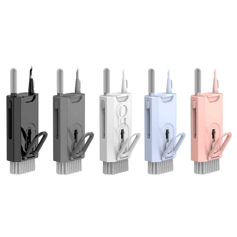 QinD Q8 八合一多功能耳機/螢幕/鍵盤清潔神器(含清潔劑) 手機支架 AirPods 清潔 鍵盤清潔 鏡頭清潔 手