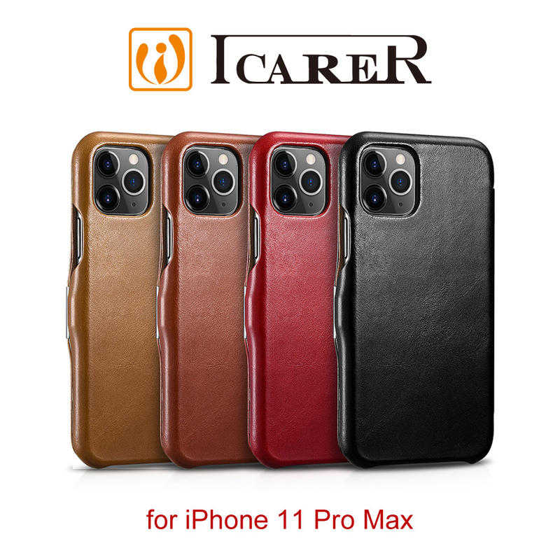 【愛瘋潮】ICARER 復古系列 iPhone 11 Pro Max 磁扣側掀 手工真皮皮套 6.5