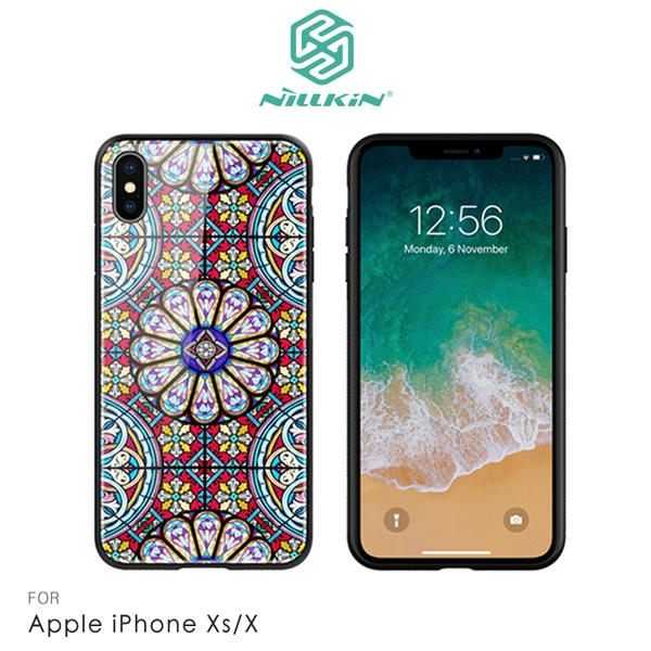 【愛瘋潮】NILLKIN Apple iPhone Xs / X 夢璃彩窗玻璃手機殼 鋼化玻璃 鏡面