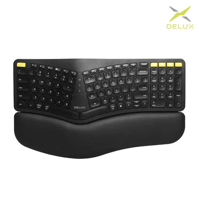 DeLUX GM902 Pro 人體工學無線辦公鍵盤(背光版) 無線鍵盤 背光鍵盤 藍牙鍵盤 減壓鍵盤 姿勢矯正 愛瘋潮