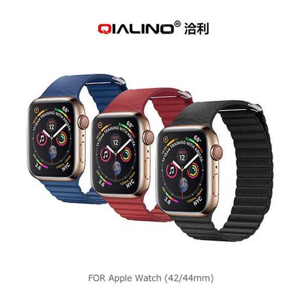 【愛瘋潮】QIALINO Apple Watch (42/44mm) 真皮製回環形錶帶 磁吸式錶帶
