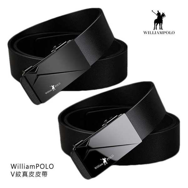【愛瘋潮】WilliamPOLO V 紋真皮皮帶 自動扣設計配戴舒適 115CM