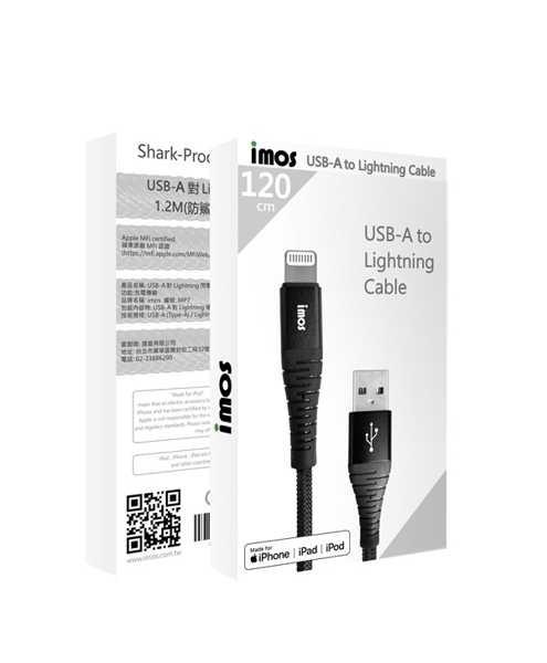 【愛瘋潮】預購品 三年保固 imos USB-C to Lightning 閃電連接線1.2M(防鯊網編織)