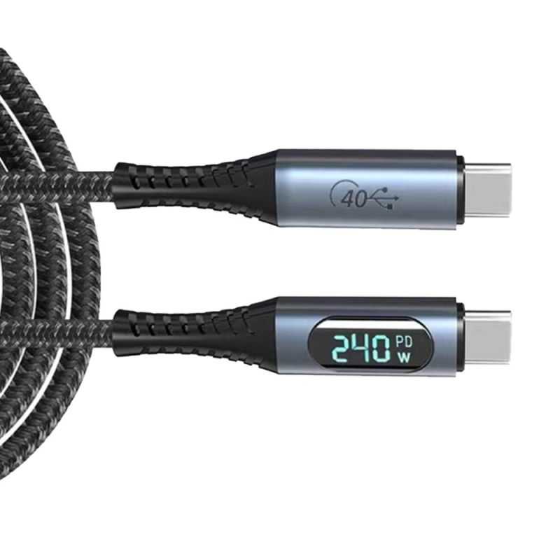 快充線 USB Type-C to C USB4 8K 數顯充電傳輸線(240W)(1M) 全功能 Type-C 超級快