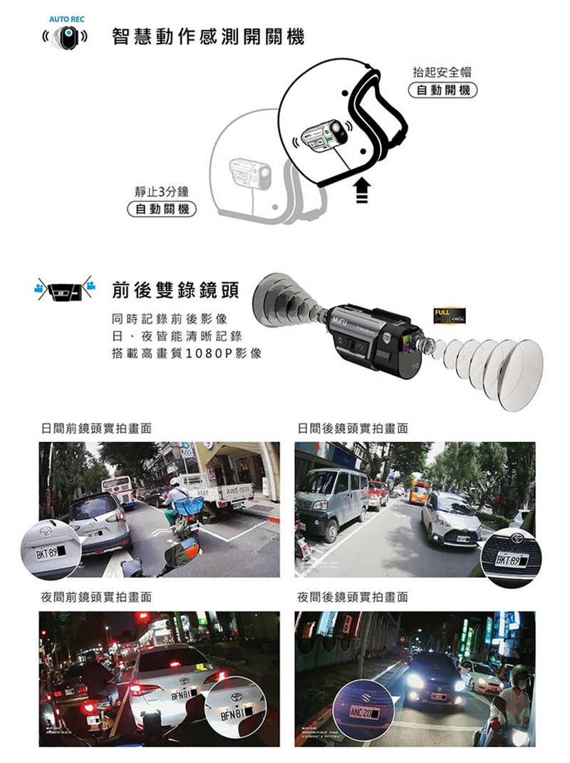 MUFU V30P 前後雙錄機車行車紀錄器-好神機 防水防塵 高畫質 Full HD 1080P 迷你輕巧 動作感應偵測