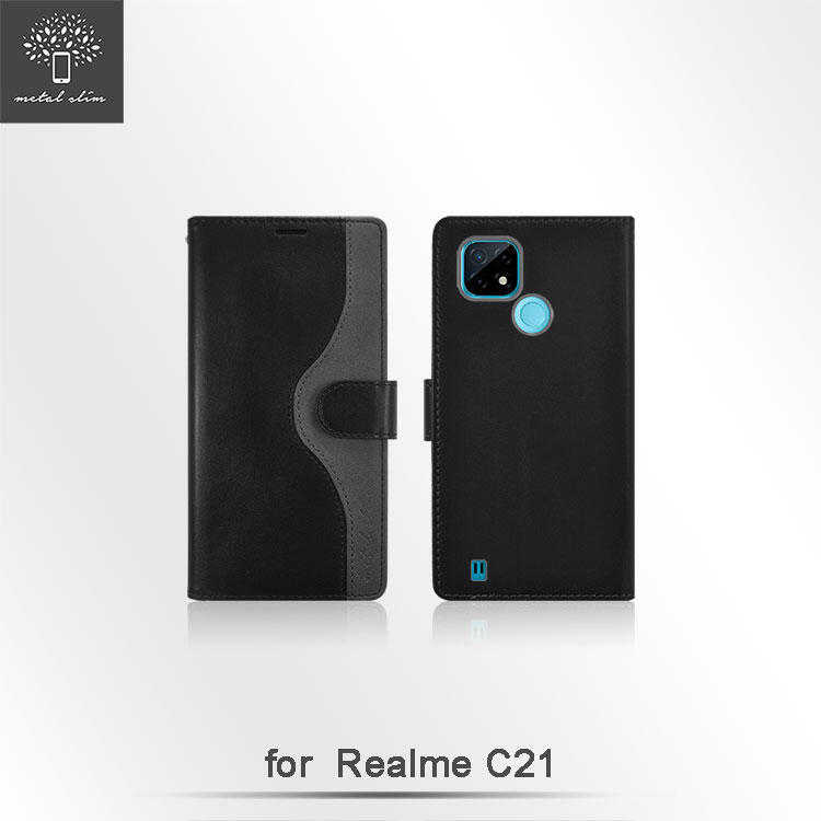 【愛瘋潮】Metal-Slim realme C21 5G 超薄TPU 磁扣側掀 可立皮套
