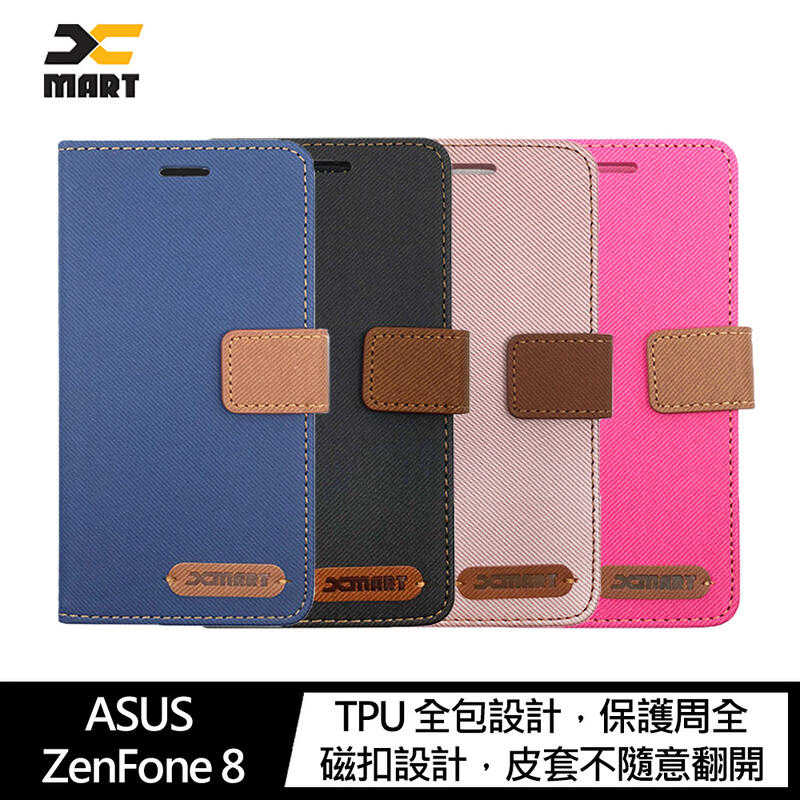 【愛瘋潮】 XMART ASUS ZenFone 8 ZS590KS 斜紋休閒皮套 可立 插卡 磁扣 手機殼