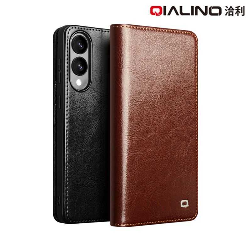 真皮皮套 QIALINO SAMSUNG 三星 Galaxy S25 Edge 真皮經典皮套 無扣款 牛皮 可站立 可插