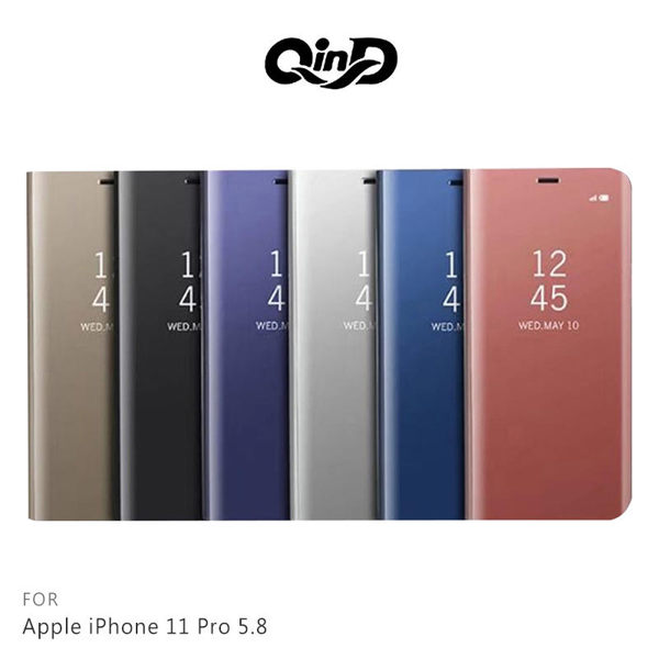 【愛瘋潮】QinD Apple iPhone 11 Pro (5.8吋) 透視皮套 鏡面電鍍殼