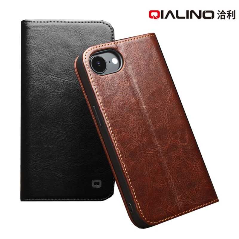 QIALINO Apple 蘋果 iPhone 16e 真皮經典皮套 牛皮 可站立 可插卡 保護套 手機套 側翻皮套 翻