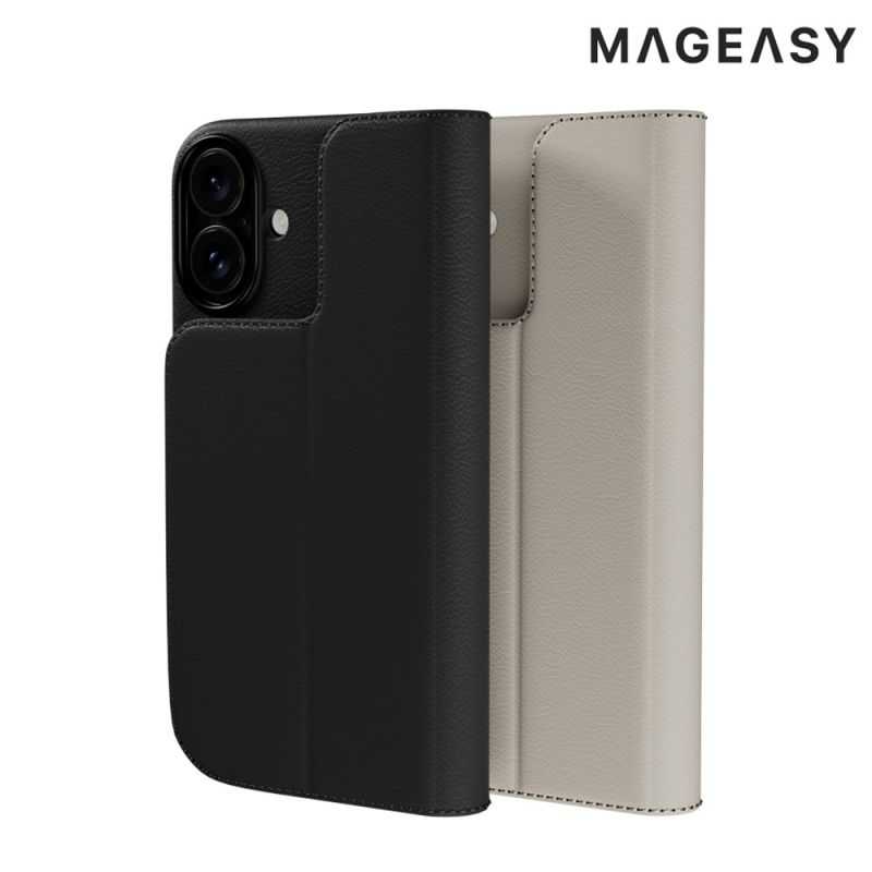 MAGEASY Apple 蘋果 iPhone 16 Plus 6.7吋 皮革翻蓋支架磁吸手機殼 支援MagSafe 防