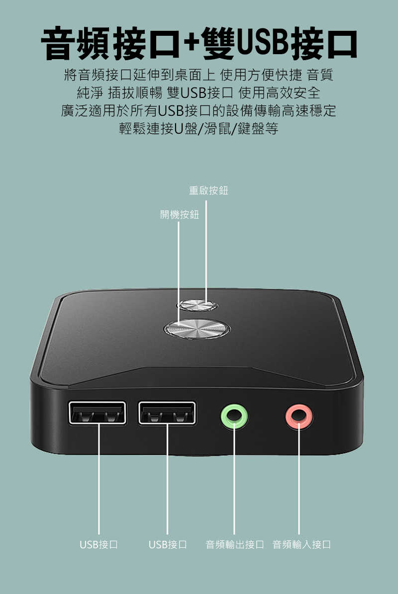 零度世家 KG-02 電腦延伸開關(含USB/音源)-旗艦版 延伸電腦開關鍵 PC 桌面延長USB 桌面延長音源孔 有線