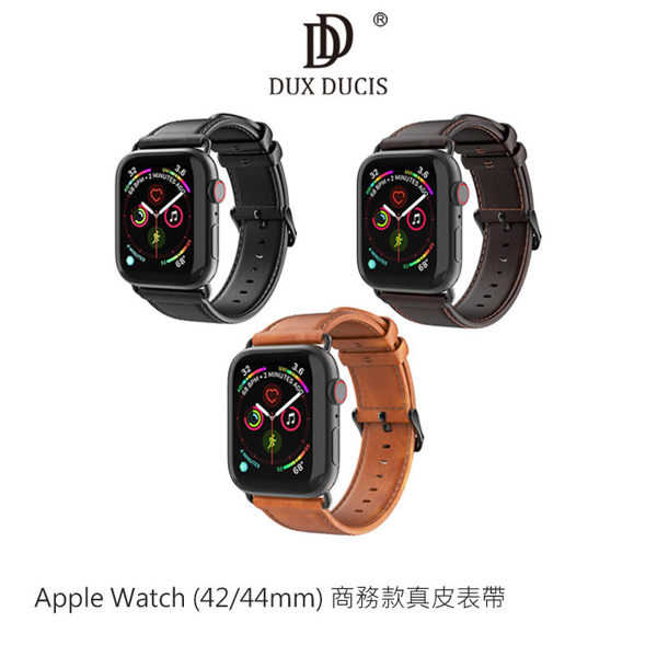 【愛瘋潮】DUX DUCIS Apple Watch (42/44mm) 商務款真皮表帶 不銹鋼錶扣