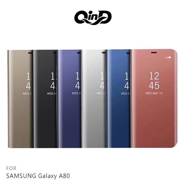 【愛瘋潮】QinD SAMSUNG Galaxy A80 透視皮套 保護殼 手機殼 支架 鏡面
