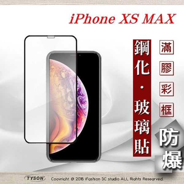 【愛瘋潮】 iPhone Xs Max 6.5吋 2.5D滿版滿膠 彩框鋼化玻璃保護貼 9H