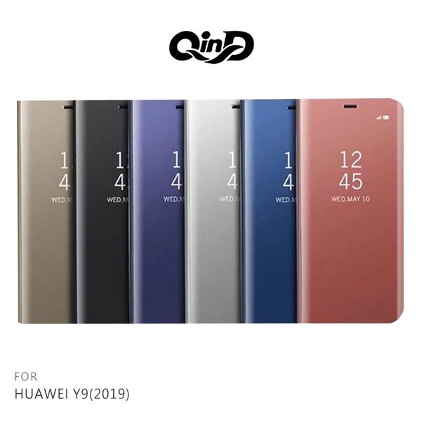 【愛瘋潮】QinD HUAWEI Y9(2019) 透視皮套 保護殼 手機殼 支架 鏡面