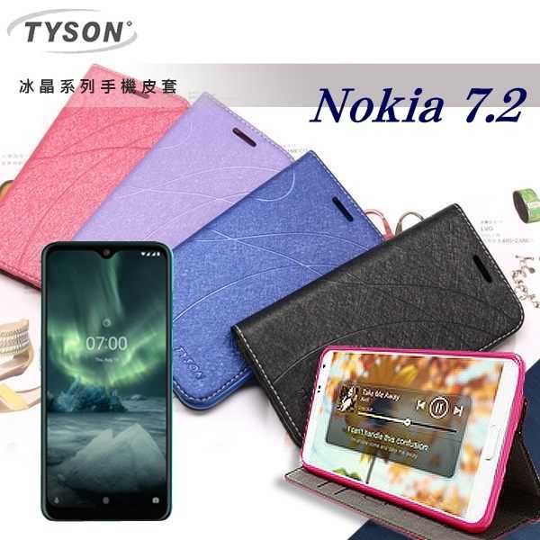 【愛瘋潮】諾基亞 Nokia 7.2 冰晶系列 隱藏式磁扣側掀皮套 保護套 手機殼