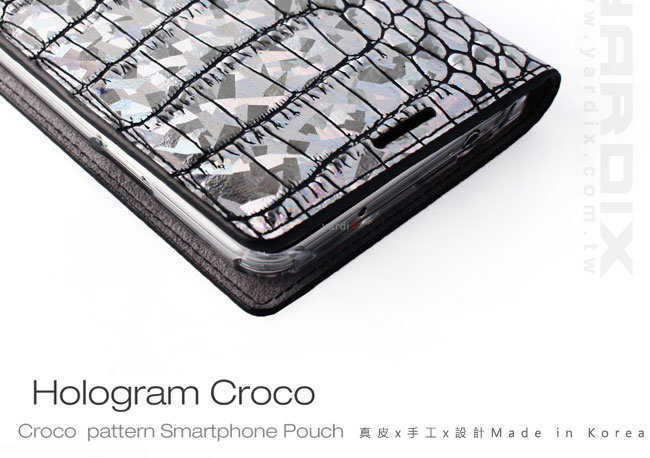 【愛瘋潮】Gaze Hologram Croco iPhone 6 4.7吋 銀鑽漆鱷紋手工真皮保護