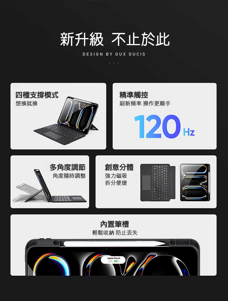 DUX DUCIS Apple 蘋果 iPad Pro 13 (2024/M4) DK 鍵盤保護套(背光版) 平板保護套