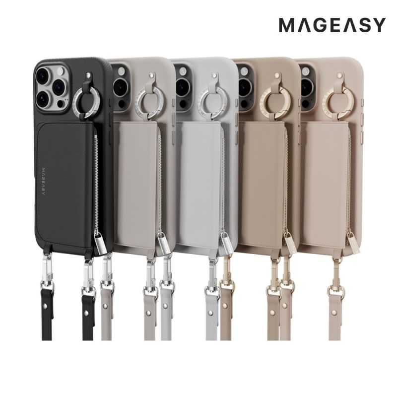 MAGEASY Apple 蘋果 iPhone 16 Pro 6.3吋 Pouch M 錢包掛繩磁吸手機殼 防摔殼 磁