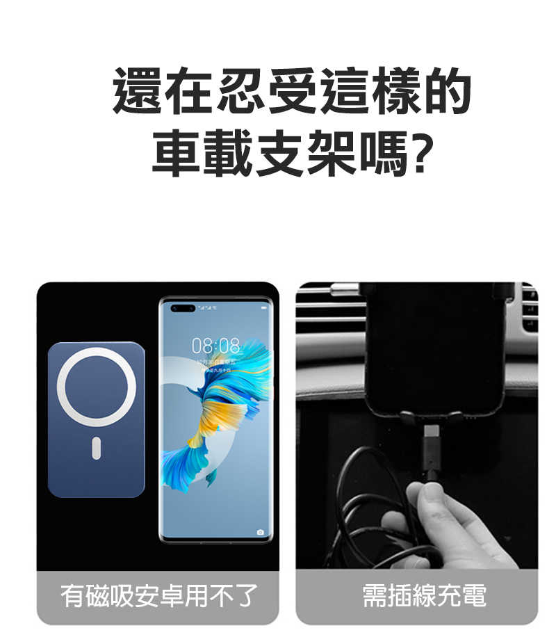 I.T.F X13 可夾式磁吸充電車用支架 MagSafe 車用無線充電器 無 MagSafe 也可以使用 充電器 無線