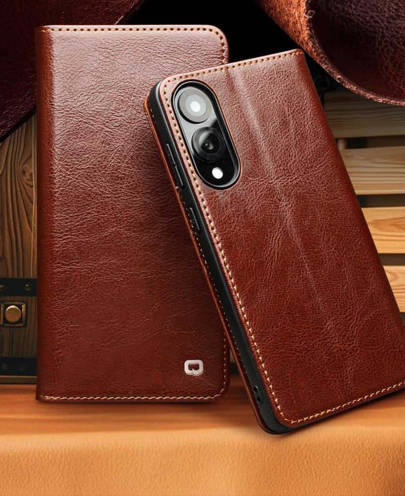 真皮皮套 QIALINO SAMSUNG 三星 Galaxy S25 Edge 真皮經典皮套 無扣款 牛皮 可站立 可插