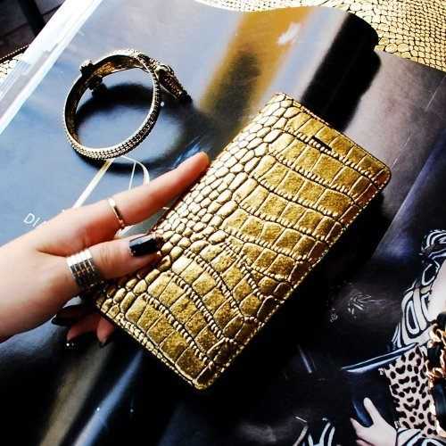 【愛瘋潮】韓國 Gold Croco iPhone 6 4.7吋 金漆鱷紋手工真皮保護套