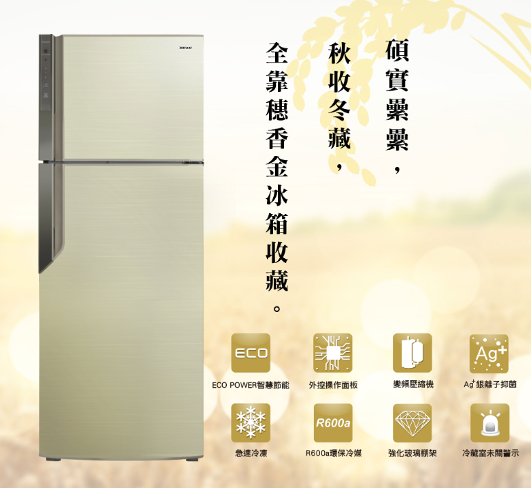 【HERAN 禾聯】485L一級能效穗香金系列變頻雙門電冰箱 HRE-B4823V