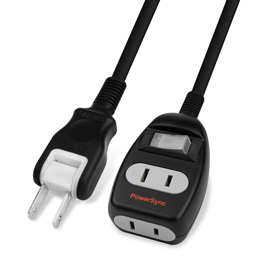 2P 1開2插防雷擊延長線 1M 黑