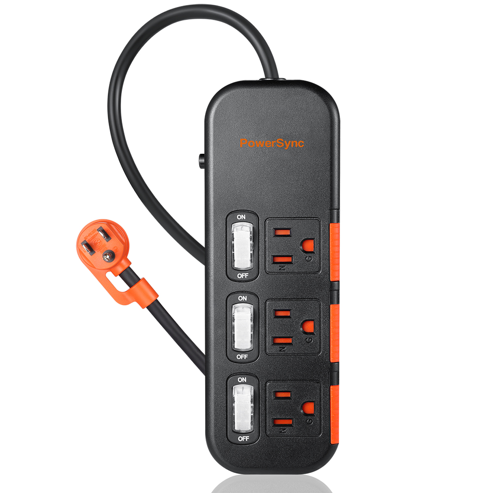 3開3插滑蓋防塵防雷擊延長線 4.5M黑