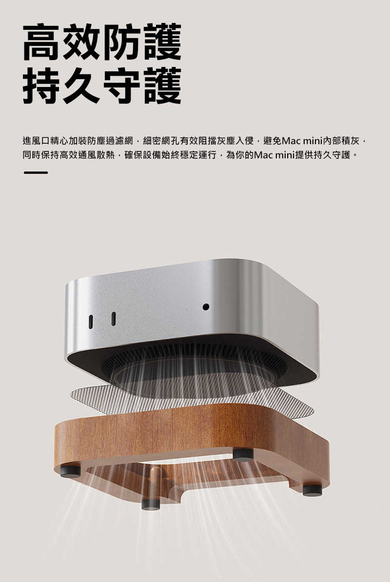 SIKAI Mac Mini (M4/M4 Pro) 原木散熱增高架 散熱支架