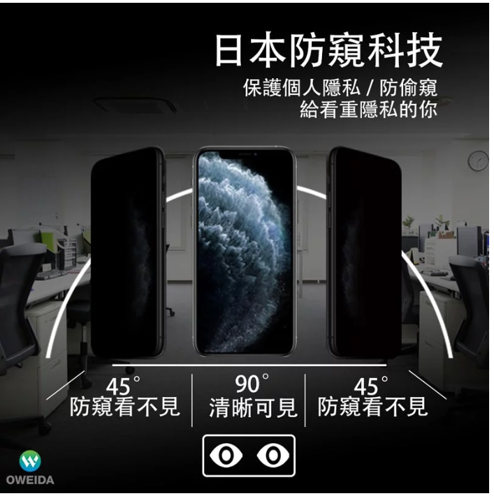 歐威達 Oweida 3D電競霧面防窺 iPhone 11 Pro (5.8吋) 滿版鋼化玻璃貼