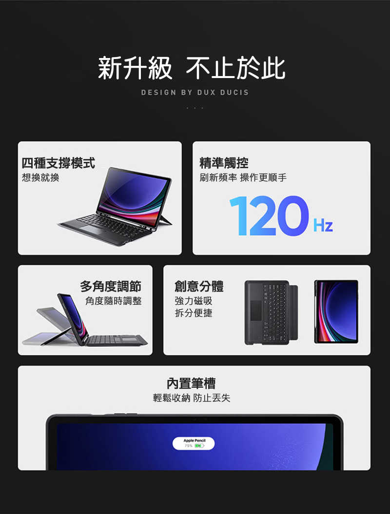 DUX DUCIS SAMSUNG 三星 Galaxy Tab S9+ DK 鍵盤保護套(背光版) 平板保護套 實體鍵盤