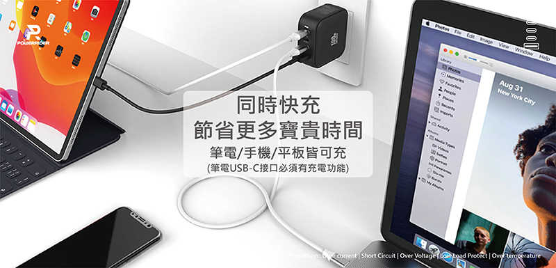PowerRider PD-1002CA 100W 氮化鎵4孔折疊快速充電器