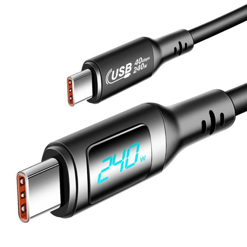 USB Type-C to C USB4 8K T4 數顯充電傳輸線(240W) (0.5M)(1M) 超級快充線 閃充