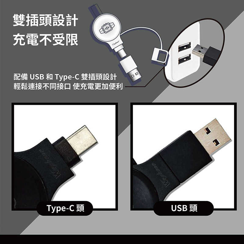 Wephone 通用型磁吸手錶無線充電器(USB/Type-C) 蘋果/三星/安卓 手錶適用