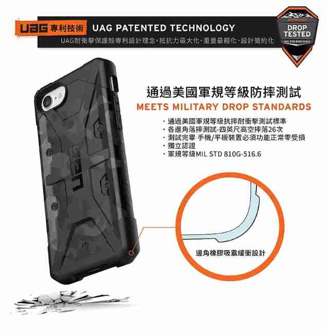 UAG iPhone SE 2020 迷彩版耐衝擊保護殼 黑