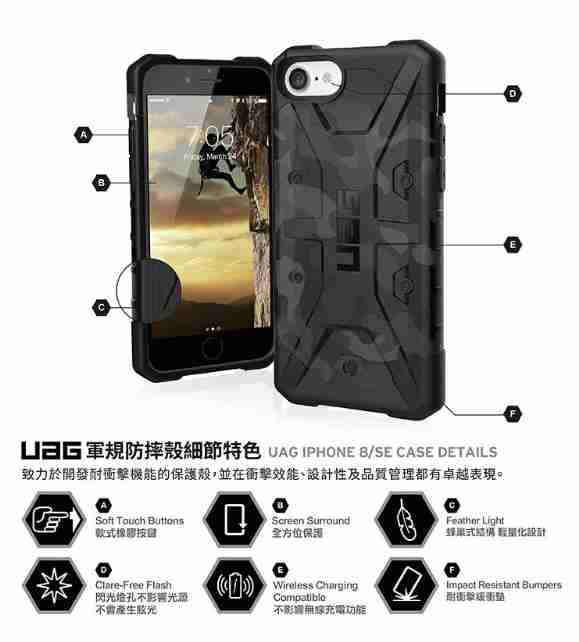 UAG iPhone SE 2020 迷彩版耐衝擊保護殼 黑