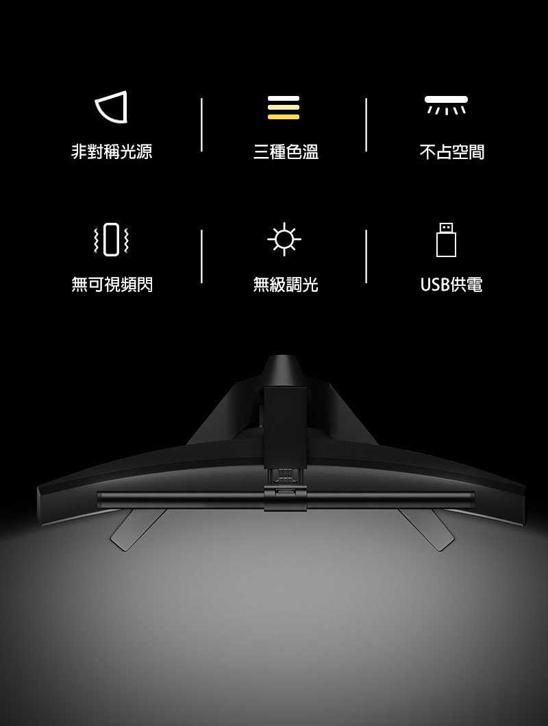 Cooyee 電腦螢幕 LED 掛燈(41cm) 檯燈 補光燈 非對稱光源 三種色溫 無段數調光
